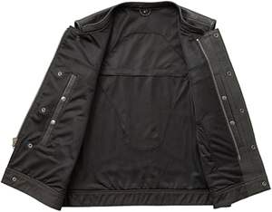 Chaleco estilo motocicleta de cuero negro perforado nueva moda para hombre-doble cierre, fabricante personalizado de cuero clásico - Product Image 3