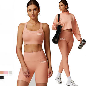 3 uds deporte Fitness gimnasio ropa deportiva conjunto transpirable ligero Yoga sujetador, Top y pantalones cortos al por mayor patrón sólido - Product Image 3