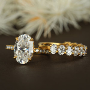 Joyería de moda al por mayor original Lab Grown Diamond Wedding Couple Set Ring Anillos de mujer en plata 925 y oro 14K - Product Image 1