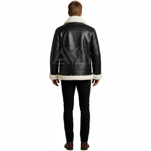 Chaqueta Bomber de Piel de Oveja para Hombre, Estilo Aviador, con Cuello de Piel, Ropa de Invierno, OEM ODM - Product Image 3