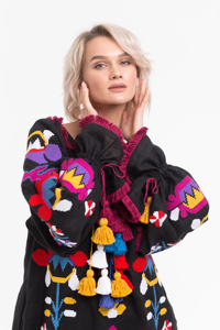 เดรสยาวคลุมเข่าพิมพ์ลายดอกไม้สำหรับผู้หญิงเดรสลำลองแขนยาวผ้าคอตตอนพิมพ์ลายดอกไม้หรูหราสำหรับฤดูร้อนออกแบบได้ตามต้องการ - Product Image 6