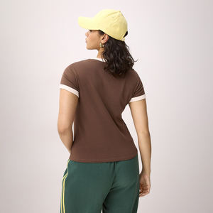 Camiseta Corta de Algodón 100% para Mujer, Estilo Ringer, con Ribete en Contraste, Manga Corta, Personalizable con Logotipo, Venta al por Mayor - Product Image 3