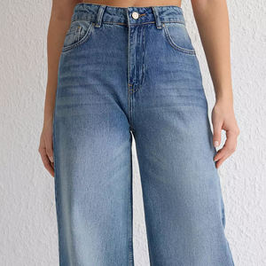 Ladies <b>Baggy</b> <b>Jeans</b> Wide Leg & Loose Fit Breathable Solid Pattern Wholesale Denim Streetwear Dress for <b>Women</b> Low MOQ - Product Image 3