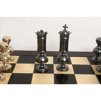 Jeu d'échecs international de luxe en laiton fait main, pliable avec boîte de rangement intégrée, plateau en marbre, cadeau de décoration intérieure pour enfants