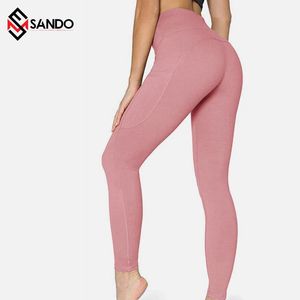 กางเกงเลกกิ้งเอวสูงผ้าสแปนเด็กซ์ระบายอากาศได้ดีชุดโยคะออกกำลังกายแบบแห้งเร็วมีโลโก้กำหนดเอง - Product Image 2