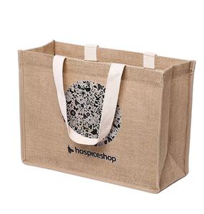Petits sacs fourre-tout en jute réutilisables de haute qualité en gros fourre-tout en tissu écologique de luxe impression personnalisée souvenir cadeau de mariage sac en jute - Product Image 1