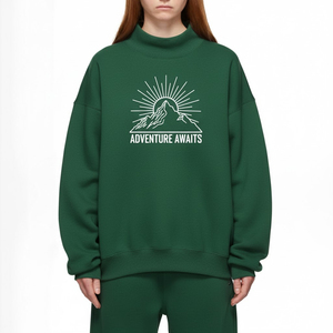 Sweat-shirt long à col montant surdimensionné pour femmes avec broderie de logo personnalisé sur le devant imprimé à porter quotidiennement pour l'automne/hiver - Product Image 2