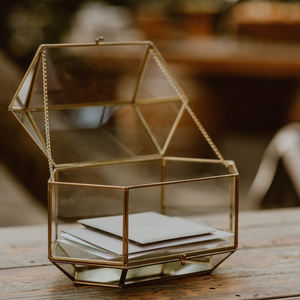 Golden Vintage Glass Box Clear Glass & Brass Metal Storage Jewelry and Cosmetic <b>Makeup</b> Lipstick <b>Holder</b> Organizer Beauty Display - Product Image 6