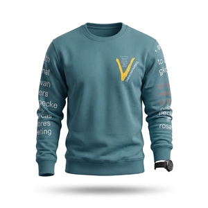 เสื้อสเวตเชิ้ตคอกลมผู้ชาย สีเขียวอมฟ้า ทรงปกติ พิมพ์ลาย สวมใส่สบายๆ สำหรับฤดูใบไม้ร่วง พิมพ์ลายด้วยเทคนิคฮีททรานเฟอร์ ผ้าฝ้าย 100% - Product Image 1