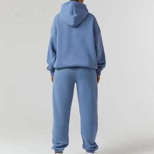 Conjunto de chándales de hombre pesado con logotipo personalizado de gran tamaño de alta calidad, ropa informal estampada con capucha, chándal deportivo de algodón holgado acampanado - Product Image 6