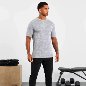 เสื้อยืดออกกำลังกายผู้ชาย สตรีทแวร์ ผ้าคอตตอนหนา พิมพ์โลโก้ได้ เสื้อผ้ากีฬาลำลองสำหรับฤดูร้อน ผู้จัดจำหน่าย - Product Image 1