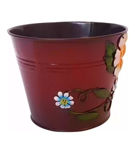 Best Price Indian Galvanized Metal Buckets Wooden Handle Farmhouse Decorative Garden Decoration for <b>Nursery</b> Flower Pots Planters - Product Image 6