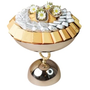 Joli bol à chocolat en métal argenté avec support présentoir à Dessert chocolats élégant bol à Dessert décoratif pour les fêtes de mariage - Product Image 1
