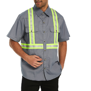 Chemise de sécurité haute visibilité, vêtements de travail réfléchissants, manches courtes, tissu en maille respirant - Product Image 1