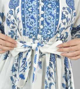 Vestido Maxi de Verano Ligero con Estampado de Flores, Ecológico, Lavable, de Algodón Orgánico, Corte en A, para Mujer, Marca Jaipur - Product Image 4