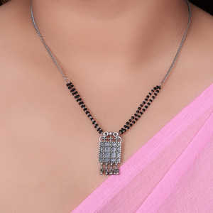 Collier pendentif en argent 925 pour femme, perles noires, grille, plaqué rhodium, design géométrique, platine, or rose, diamant, opale, tendance - Product Image 4