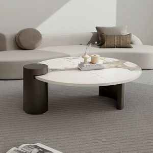 Muebles de sala de estar Pierna de acero inoxidable superior de mármol sala de estar redonda muebles para el hogar Centro lateral de lujo mesa de té de café - Product Image 1