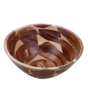 Cuenco de madera natural con logotipo personalizado juego de vajilla hecho a mano, elegante y seguro para alimentos de cuencos a precio comercial - Product Image 3