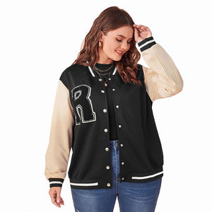 Último modelo de chaquetas universitarias para mujer, negro, blanco, algodón, poliéster, diseño de marca personalizado, de talla grande, de punto, impermeable, a prueba de viento - Product Image 5