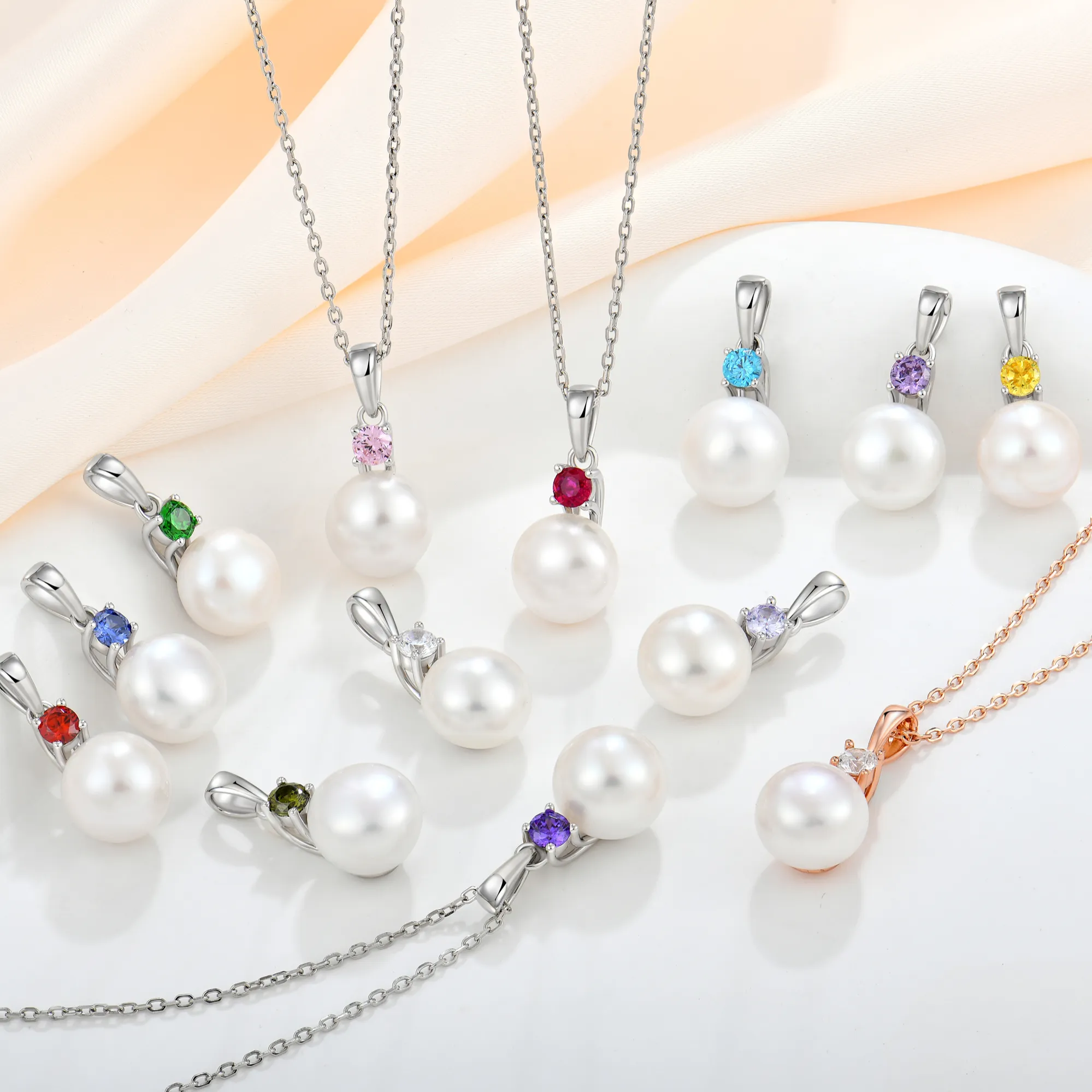 Personnalisé 925 bijoux en argent zircon perle collier 10mm véritable perle d'eau douce pendentif femmes filles mode bijoux colliers