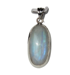 Collier pendentif goutte en pierre de lune naturelle, monture en argent sterling, style bohème moderne, cristal de guérison unisexe, certifié par une tierce partie - Product Image 1