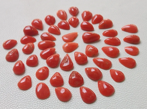 พลอยปะการังลูกแพร์สีแดงธรรมชาติอัญมณีหลวมขัดเงาเรียบเนียนพร้อมสำหรับเครื่องประดับ - Product Image 4