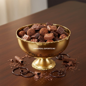 Gold Plated Metal <b>Chocolate</b> Bowl Round Shape Table Decorative Sweet Bowl Premium Quality <b>Fancy</b> <b>Chocolate</b> Bowl - Product Image 6