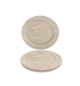 Assiette de service en bois blanc lavé, produit artisanal, qualité supérieure, décoration de table à manger pour la maison et les restaurants, service de nourriture et de fruits, assiette en bois - Product Image 2