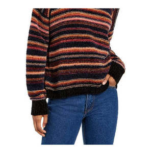 Cardigan da Donna Hippie Rose in Ciniglia con Collo Alto, Stile Dolce, Taglia Extra Large, Logo Frontale, Colore Beige, per l'Autunno - Product Image 3