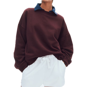 Sweat à capuche Vintage pour femmes mode sweat surdimensionné haute qualité coton broderie sweats à capuche 100% coton dames haut court OEM - Product Image 4