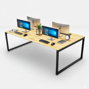Mesa de Centro Minimalista para 4 Personas, 200x120cm, Rectangular, Sistema HBRT095, Madera de Caucho con Patas de Hierro - Product Image 1