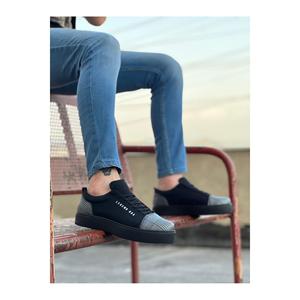 Scarpe da uomo classiche sportive MYR104 con suola nera scozzese in pelle scamosciata nera - Product Image 1