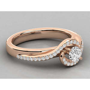 Anillo Brillante de Oro de 9K para Mujer con Diamante Cultivado en Laboratorio de Corte Redondo Estilo Solitario - Product Image 1