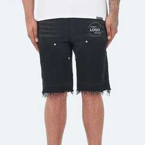 Pantalones cortos de mezclilla rectos de estilo Vintage de alta calidad para hombres Nuevo diseño Bordado personalizado Lavado ligero Cinturón de botón de temporada de verano - Product Image 2