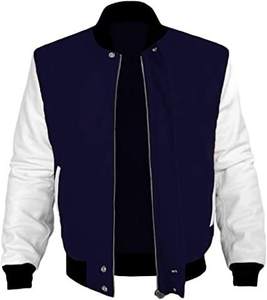 Chaqueta Universitaria con Acabado Liso en las Mangas, Cuerpo de Lana, Logotipo de Parche, Chaqueta Casual para Hombre, Estilo Universitario, para Salidas Nocturnas, OEM - Product Image 4