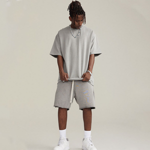 Ensemble de shorts pour hommes surdimensionnés personnalisés, streetwear, tenue deux pièces, t-shirt en coton et shorts, vêtements décontractés d'été - Product Image 2