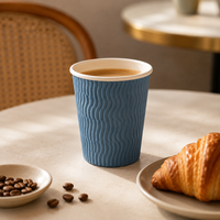 Cangkir Kopi Ripple Desain Berongga Dinding Ganda Anti-panas Ramah Lingkungan dengan Cetak Kustom Label Pribadi