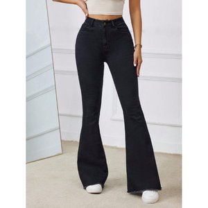 Vaqueros de mujer de moda, corte de bota, casuales, negros, acampanados, elegantes, de tiro alto, estilo callejero, elásticos, tallas 26-40 - Product Image 5