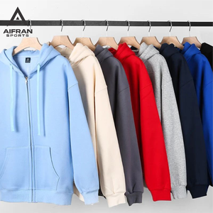 Sweat à capuche oversize en molleton épais 100% coton de haute qualité pour homme Aifran Sports, personnalisable avec logo, fermeture éclair - Product Image 5