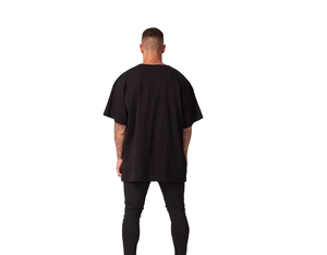 Alta calidad hombres negro antiarrugas 100% algodón de gran tamaño Boxy camiseta Heavyweight Logo patrón diseño de talla grande hombro caído - Product Image 3