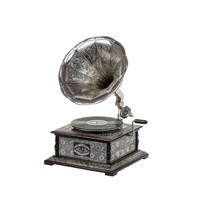 Réplique de Gramophone/Phonographe en Céramique Style Antique et Vintage, Pièce Décorative Écologique au Design Côtier de Haute Qualité pour Salle à Manger