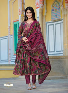 เสื้อผ้าลิลินและปากีสถานแบบบริสุทธิ์ชุดผ้ามัสลินมีการปักลายลูกไม้ dupatta และกางเกง - Product Image 5