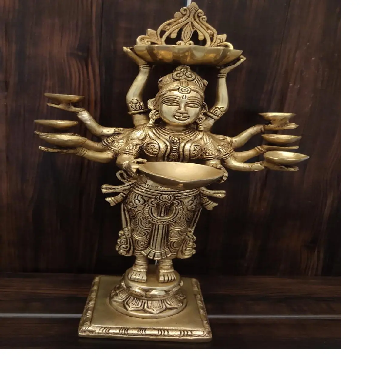 家の装飾のためのオイルランプとして使用することができるインドの女神のカスタムメイドの非常に魅力的なブロンズ像
