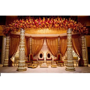 Evento de boda tradicional Mandap Fabricante Grand Golden Recepción DE BODA Mandap Impresionante conjunto de Mandap de boda - Product Image 1