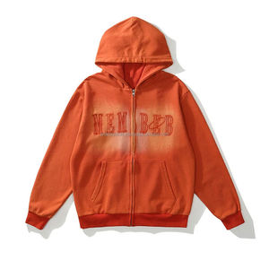 Sweat à capuche zippé avec double fermeture éclair au soleil avec délavage à l'acide, broderie personnalisée, poids lourd français - Product Image 1