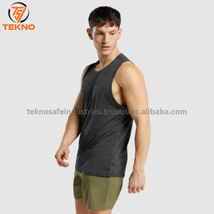 เสื้อกล้ามออกกำลังกายแขนกุดสำหรับผู้ชาย, เสื้อกล้าม100% คอตตอนแห้งเร็วระบายอากาศได้ดีผ้าถักยอดนิยม - Product Image 4