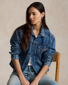 Chaqueta vaquera de mujer estilo camionero, manga larga, cuello vuelto, cierre de botones, azul lavado, algodón, estilo otoñal, corte corto - Product Image 5