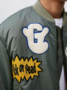 Veste de sport en toile écologique coupe-vent pour homme, design brodé fin, fermeture éclair en polyester, printemps - Product Image 5