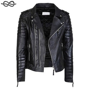 Veste de motard en cuir d'agneau véritable noir pour hommes vestes de moto vintage authentiques vêtements d'extérieur durables et élégants pour hommes - Product Image 2