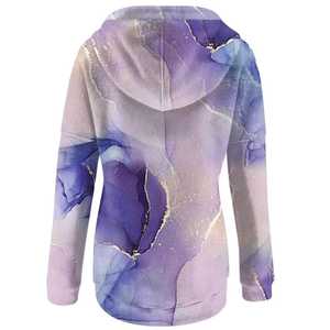 Pull épais de haute qualité poids lourd confortable coupe décontractée surdimensionné Stretch côtelé poignets sweat à capuche pour femme - Product Image 2